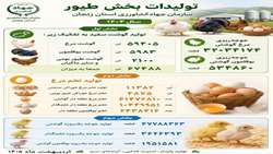 میزان  تولیدات بخش طیور، استان زنجان 